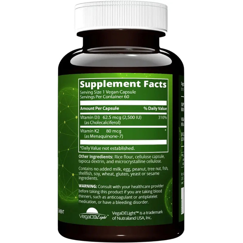Vitamin D3 & K2 (60 Vegan Capsules) - MRM Nutrition - Vitamina